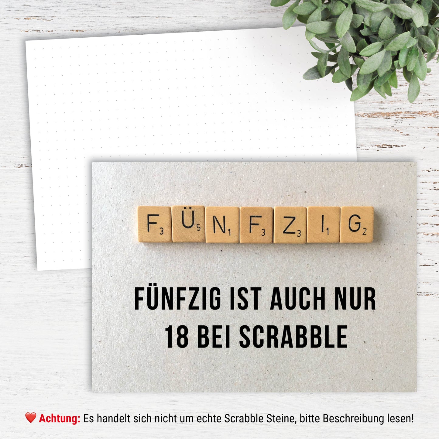 Glückwunsch - Postkarte: Scrabble 50