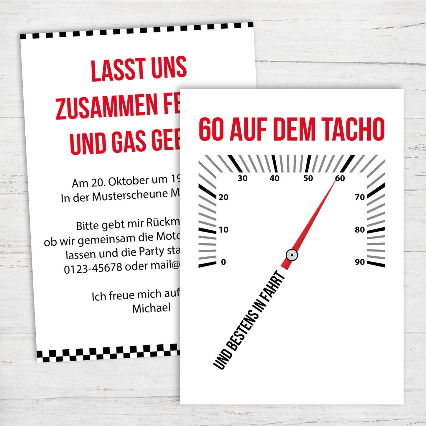 Einladung zum 60. Geburtstag – 60 auf dem Tacho… und bestens in Fahrt