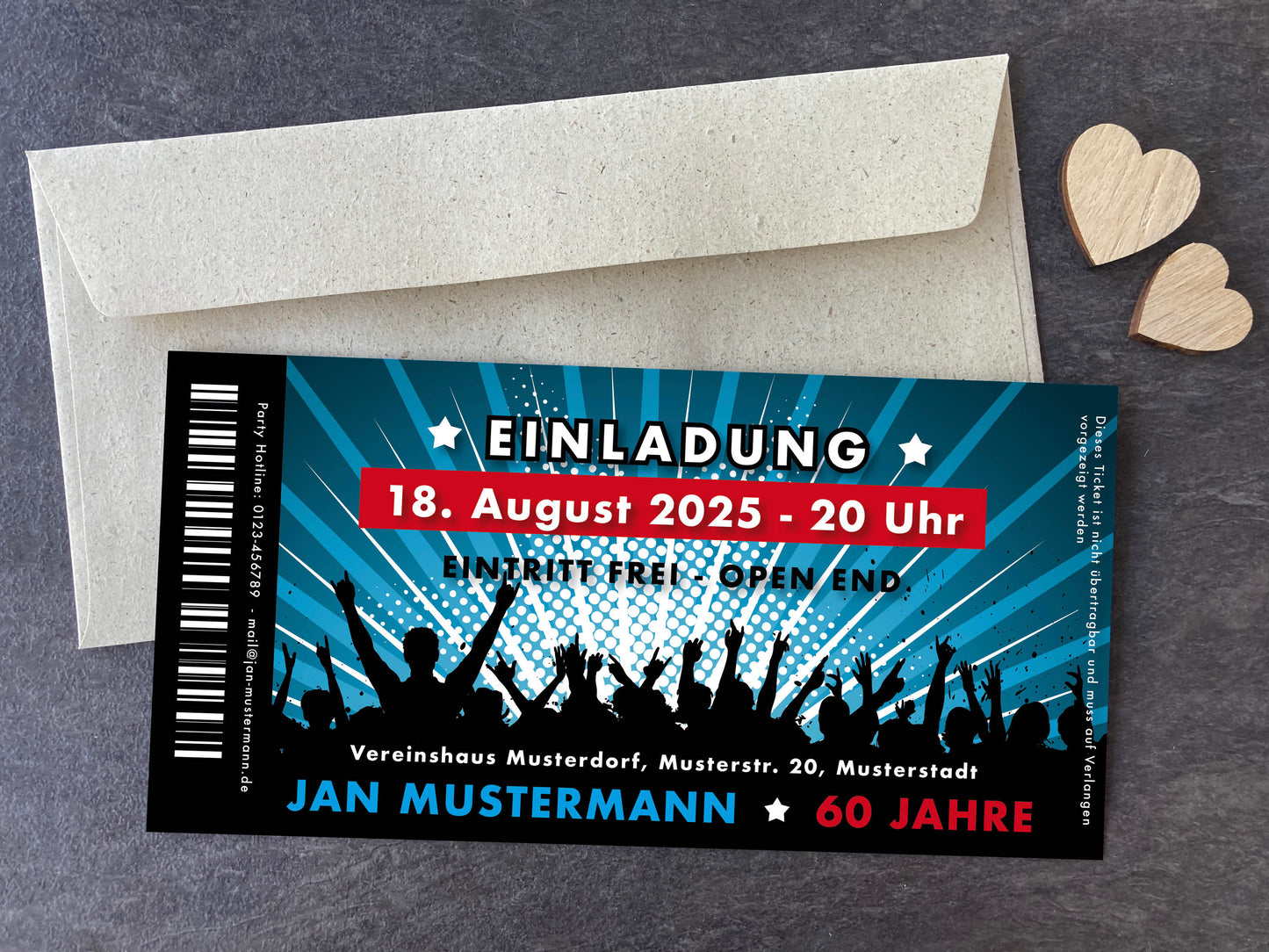 Einladung zum 60. Geburtstag: Ticket Individuelle Einladung