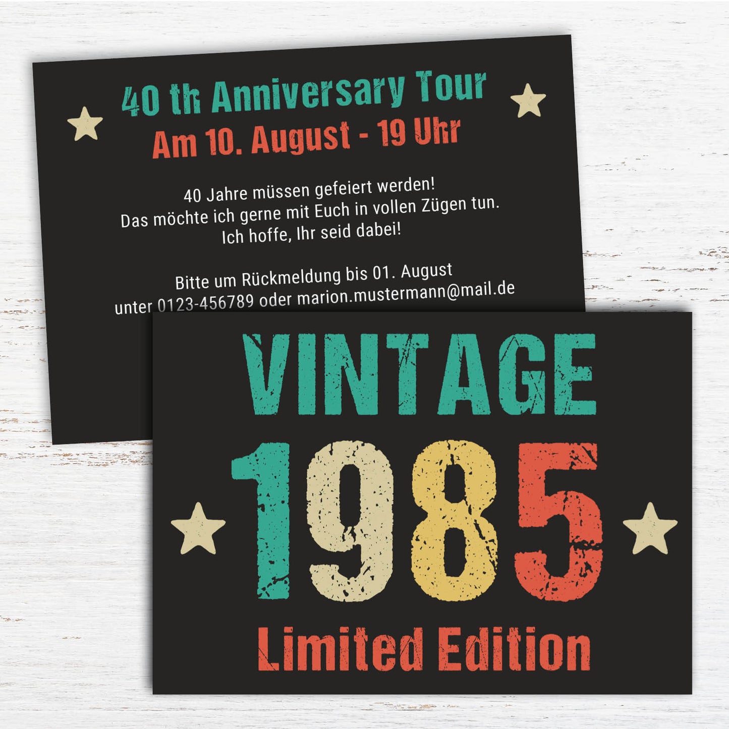 Einladung zum 40. Geburtstag: Vintage 1985
