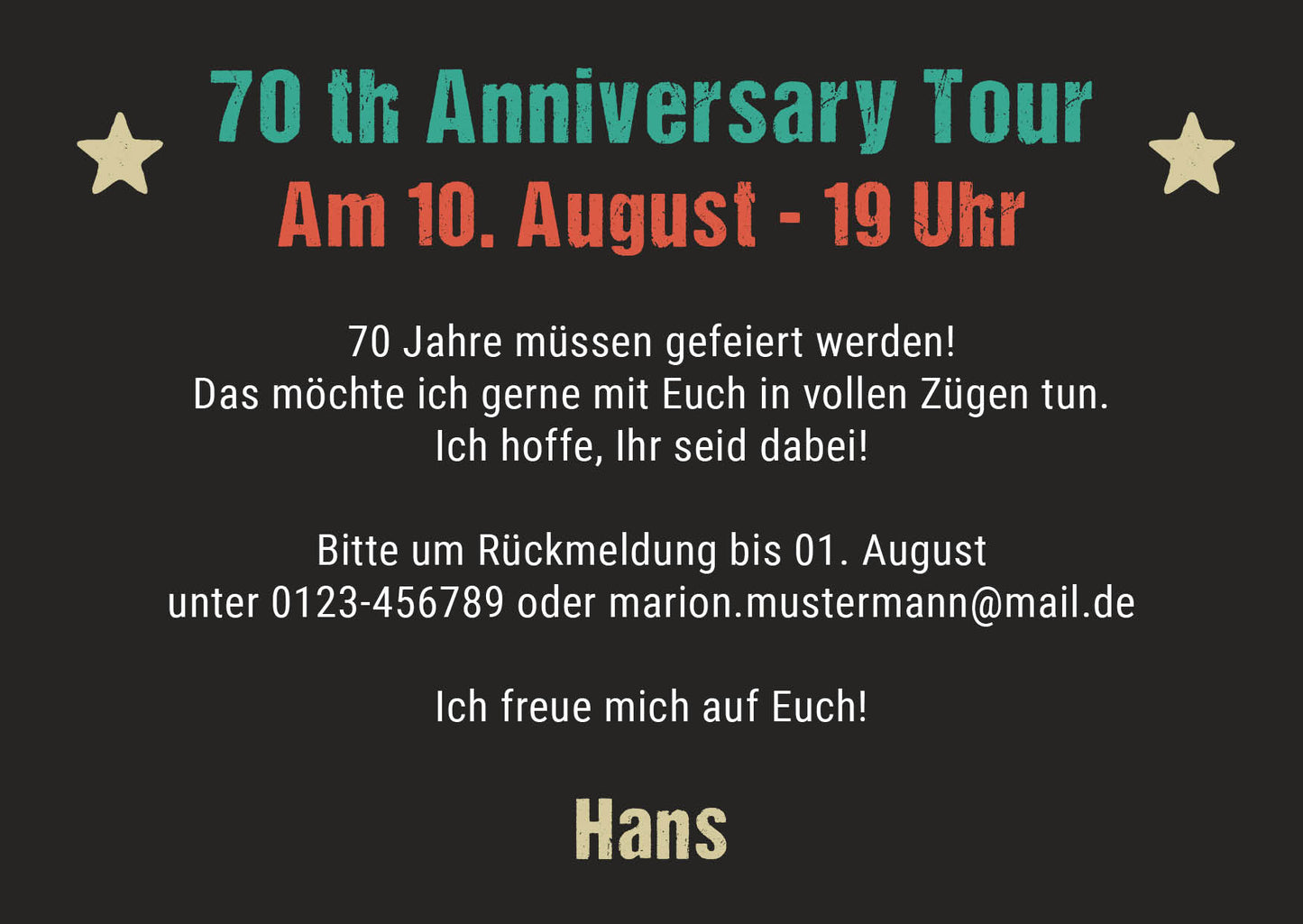 Einladung zum 70. Geburtstag: Vintage 1955