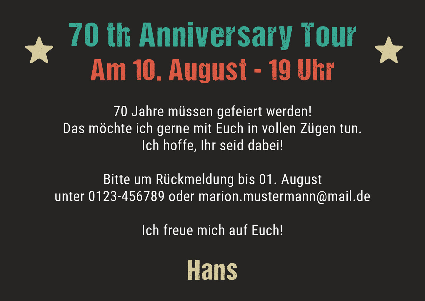 Einladung zum 70. Geburtstag: Vintage 1956