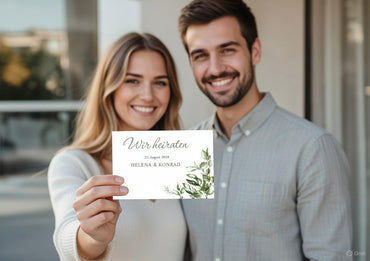 Einladung Hochzeit Greenery – Hochzeitskarte mit Ranken Design - Individuelle Einladung
