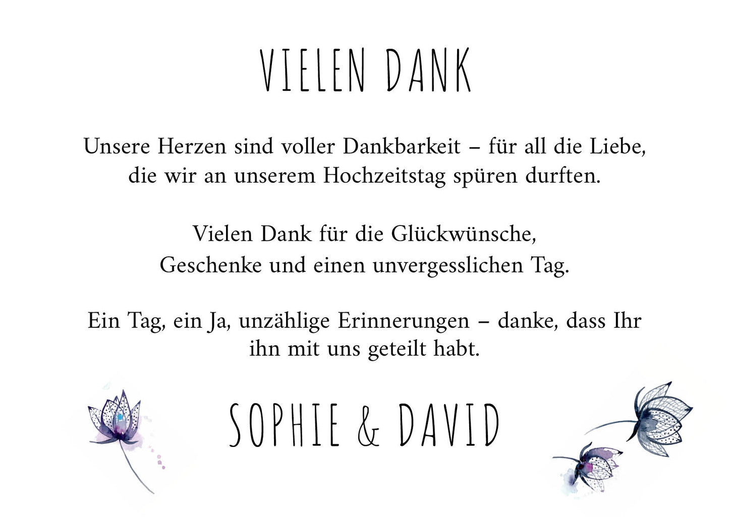 Danksagungskarten zur Hochzeit: Floral modern mit Foto