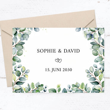 Einladung zur Hochzeit: Eukalyptus Ranken - Individuelle Einladung
