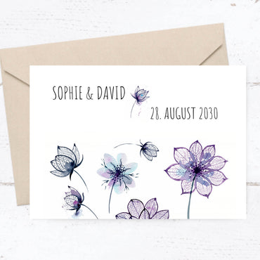Einladung Hochzeit Pastell love – Romantische Einladungskarten mit Blumenmuster - Individuelle Einladung