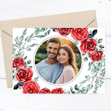 Einladung zur Hochzeit: Romantische Rosen mit Foto - Individuelle Einladung