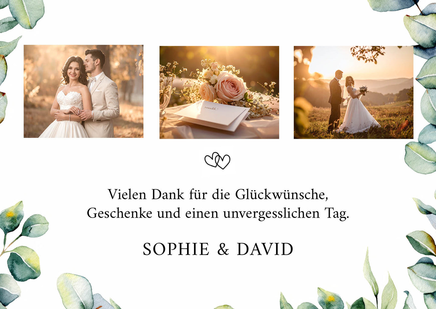 Danksagungskarten zur Hochzeit: Eukalyptus Ranken