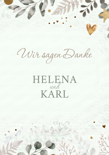 Dankeskarte Hochzeit „Golden Bloom“ – Eleganter Dank nach eurem großen Tag