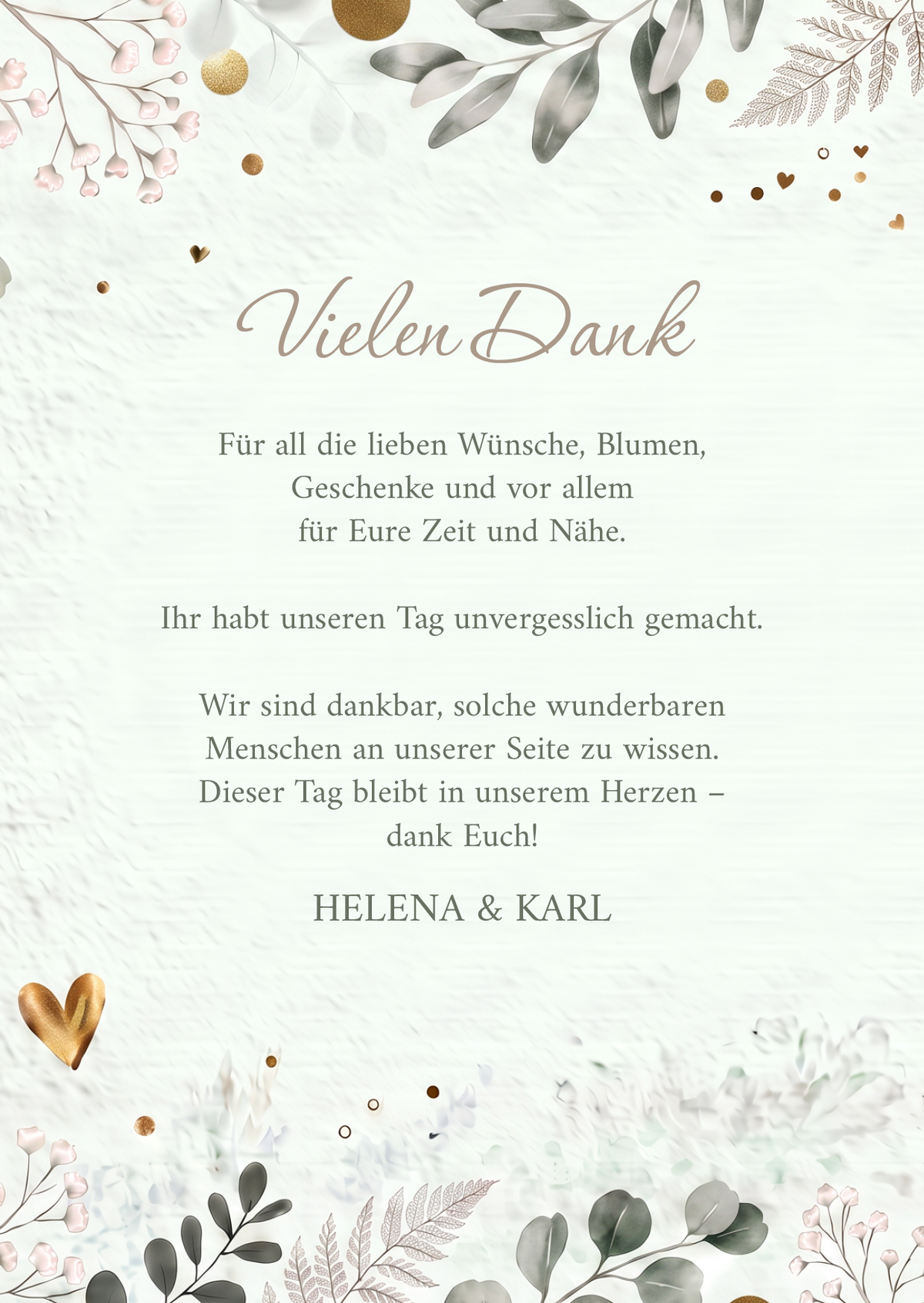 Dankeskarte Hochzeit „Golden Bloom“ – Eleganter Dank nach eurem großen Tag