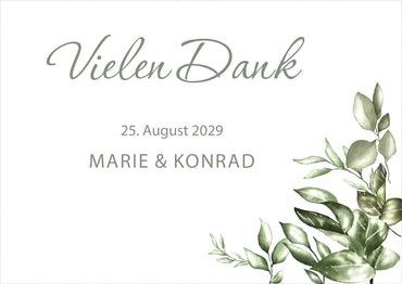 Danksagungskarten Hochzeit – Elegante Postkarte Greenery Design - Individuelle Einladung