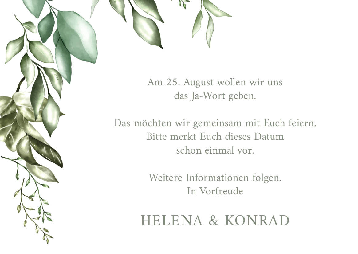 Save the Date Karten: Green Wedding Individuelle Einladung