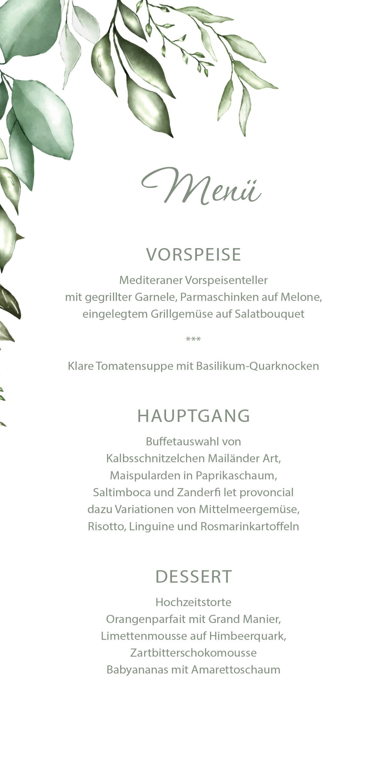 Menükarten: Green Wedding – Genuss trifft Natur