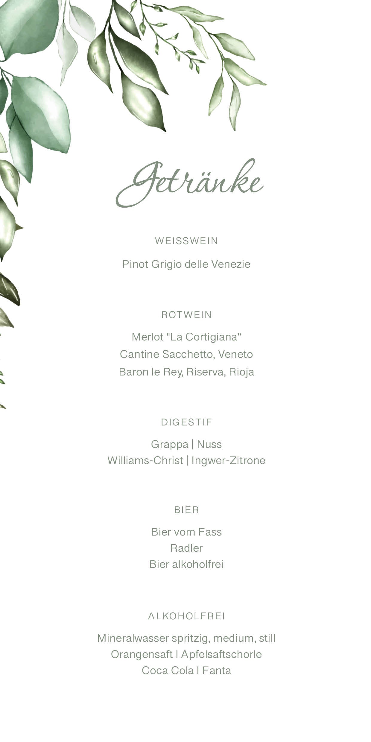 Menükarten: Green Wedding – Genuss trifft Natur