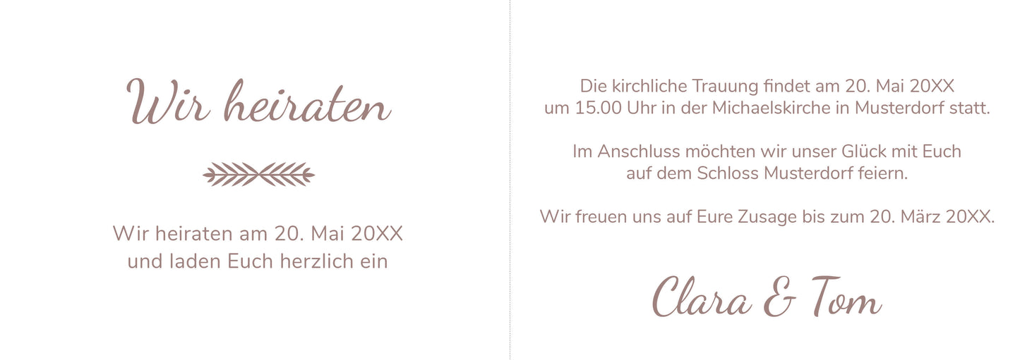 Einladungskarte zur Hochzeit: Herzfoto