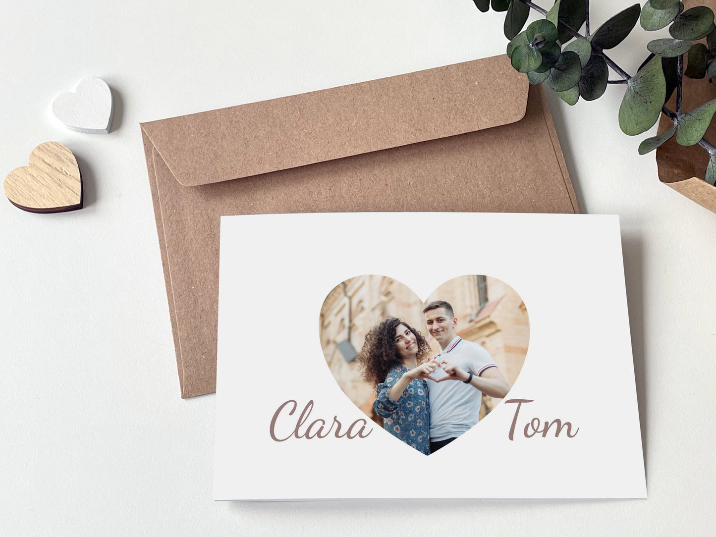 Einladungskarte zur Hochzeit: Herzfoto - Klappkarte - Individuelle Einladung