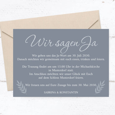 Einladung zur Hochzeit: Urlaubsfoto in Bluedust - Postkarte - Individuelle Einladung