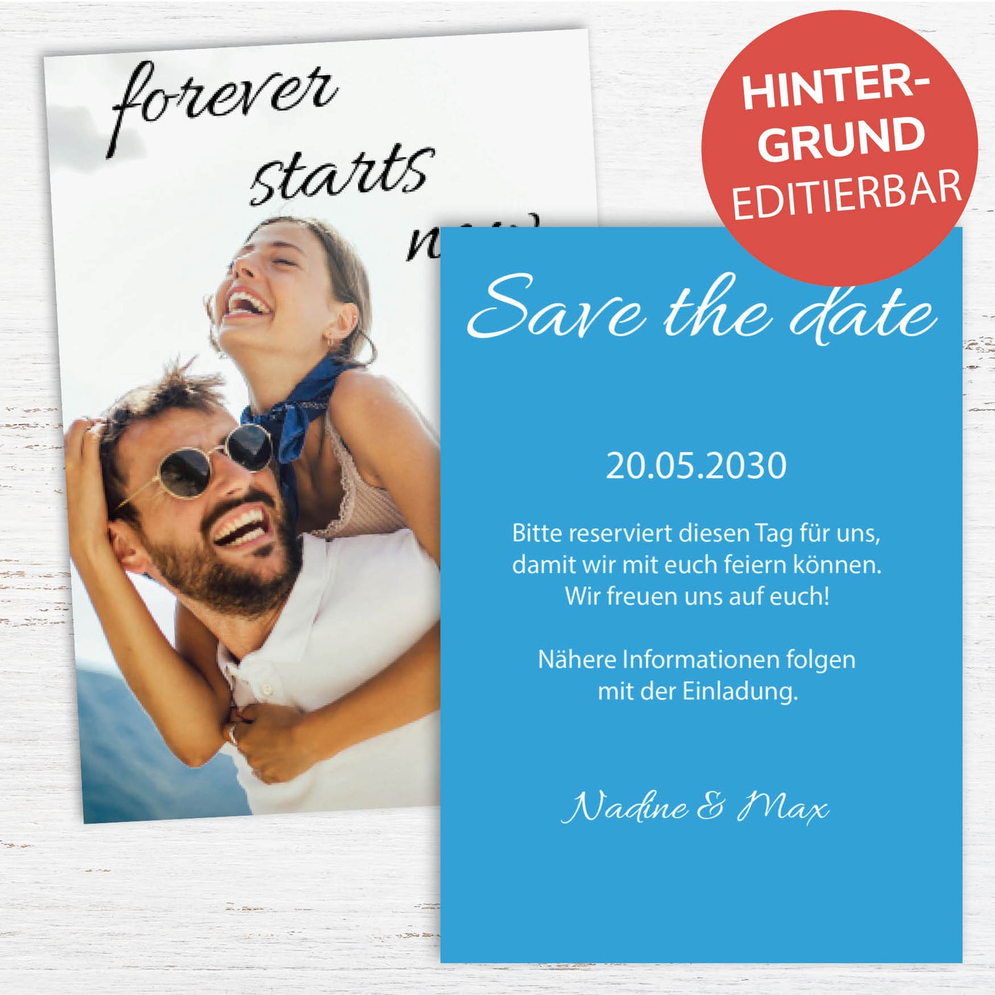 Save the Date Karten: Forever starts now mit Foto - Individuelle Einladung