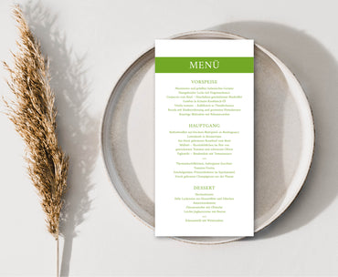 Menükarten: Genuss in Grün - Individuelle Einladung