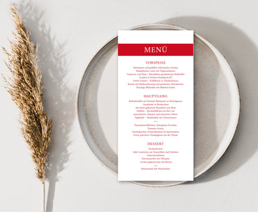 Menükarten: Genuss in Rot - Individuelle Einladung