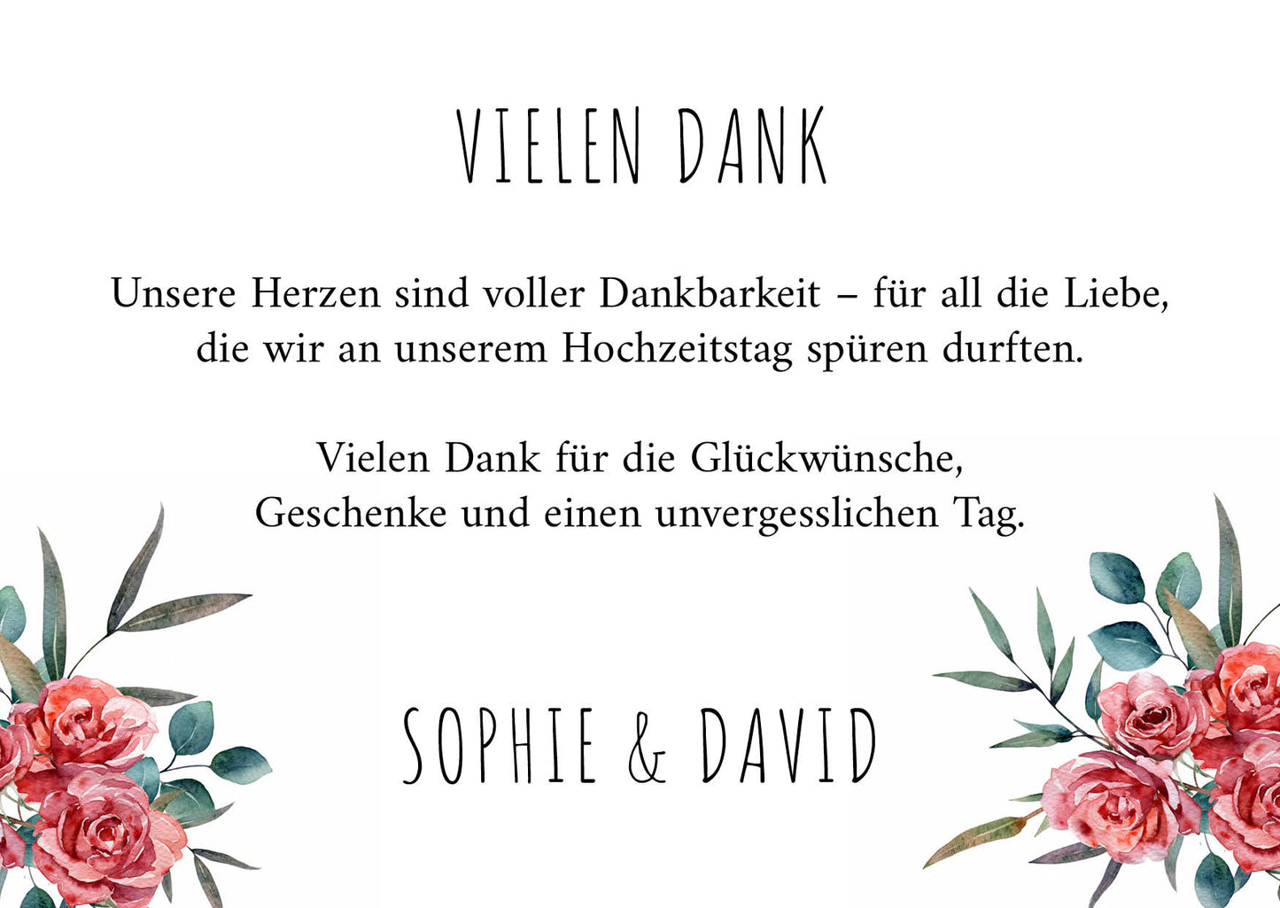 Danksagungskarten zur Hochzeit: Romantische Rosen mit Foto