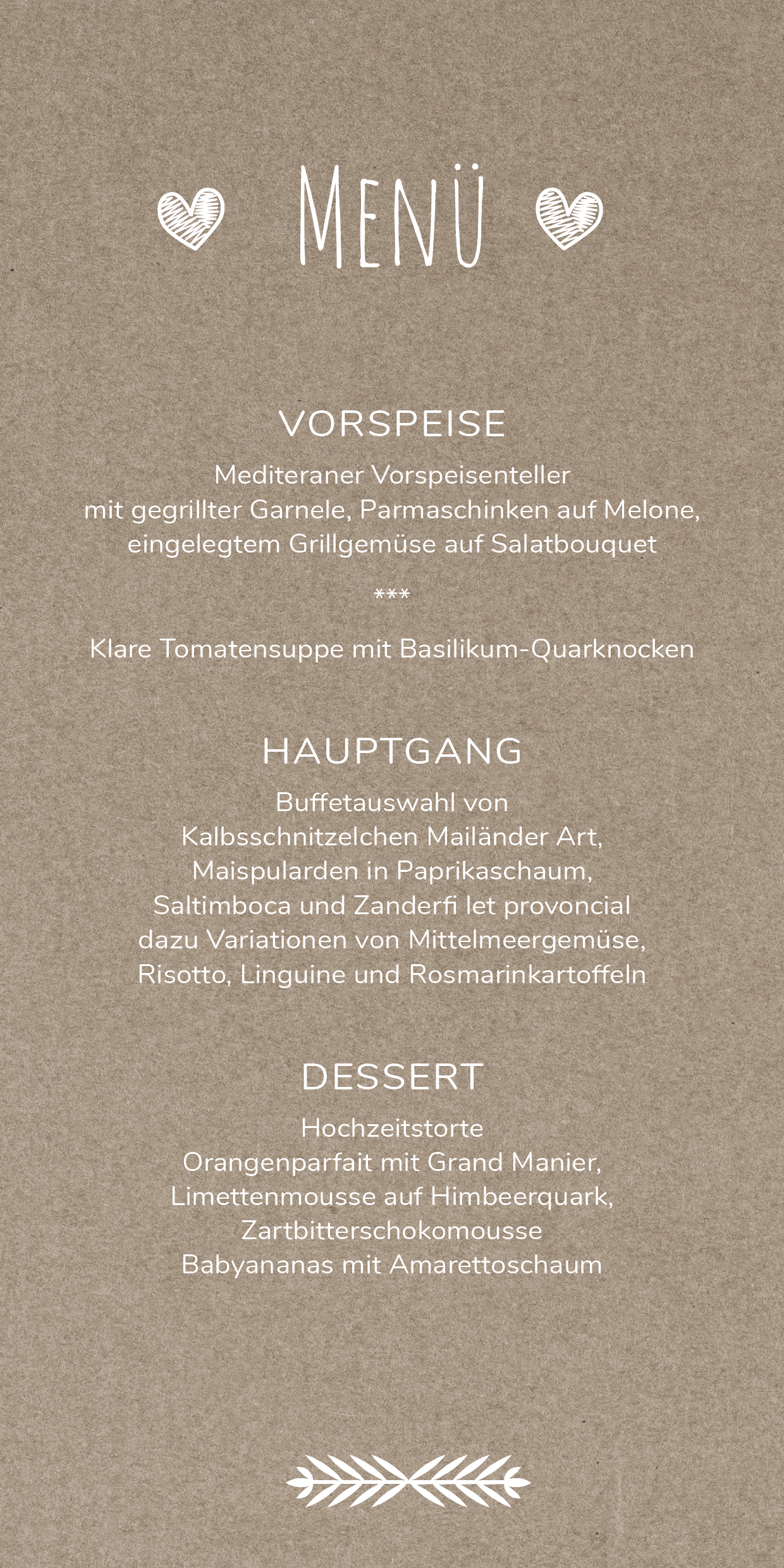 Menükarten: Rustikal mit Herz