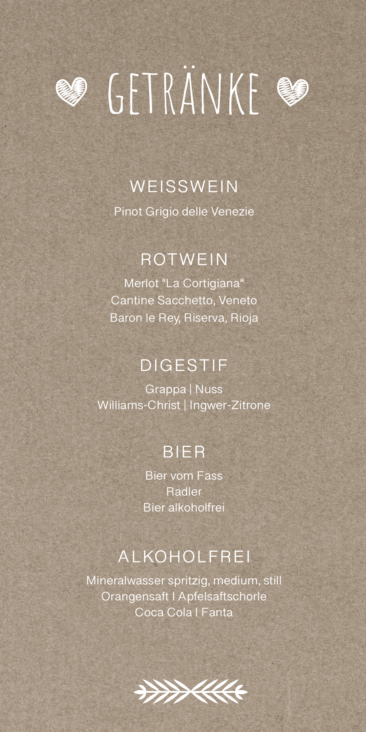 Menükarten: Rustikal mit Herz