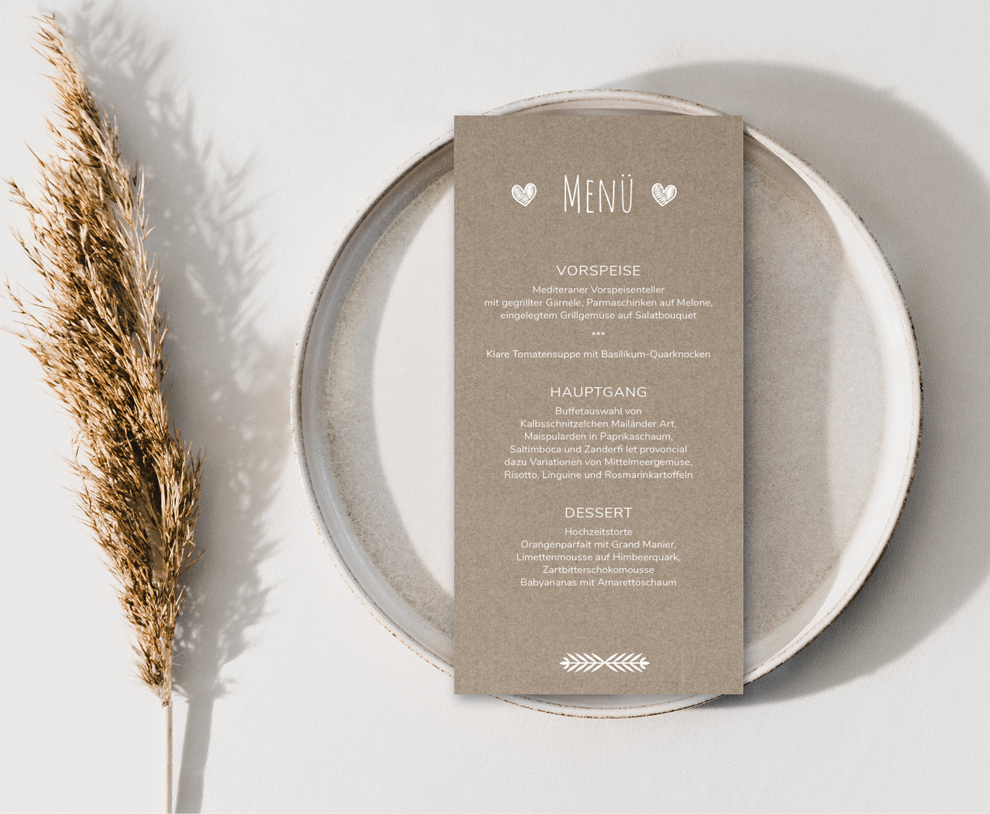Menükarten: Rustikal mit Herz