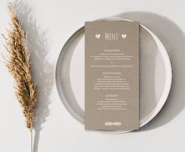 Menükarten: Rustikal mit Herz