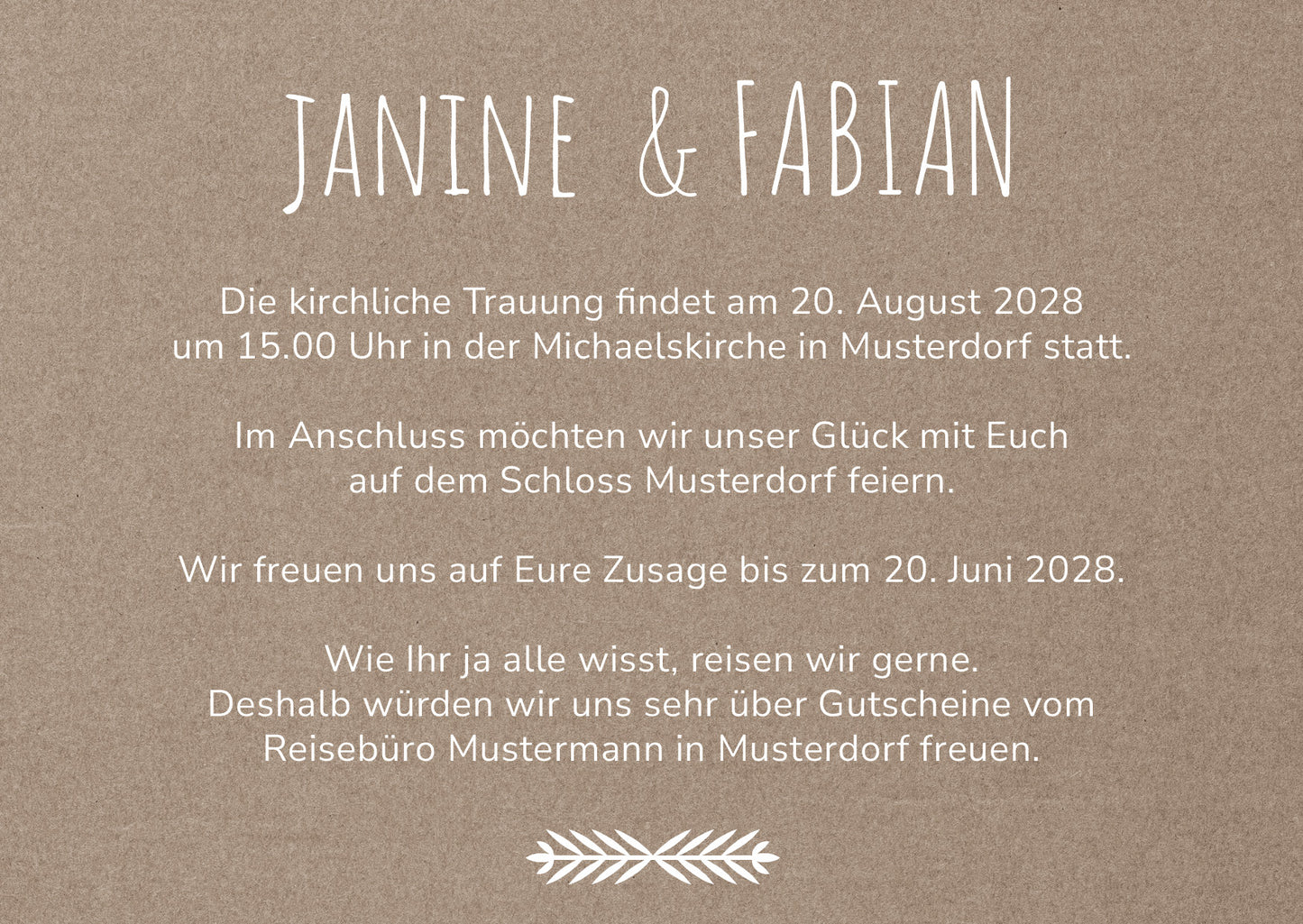 Einladung zur Hochzeit: Rustikal mit Herz - Postkarte - Individuelle Einladung