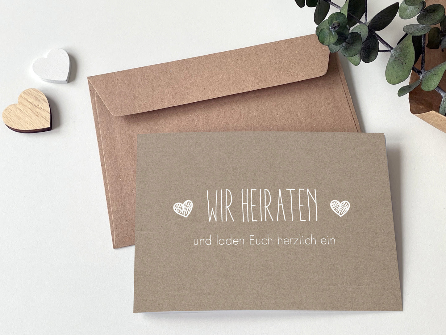 Einladungskarte zur Hochzeit: Rustikal mit Herz - Individuelle Einladung