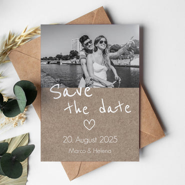 Save the Date Karten: Rustikal mit Foto