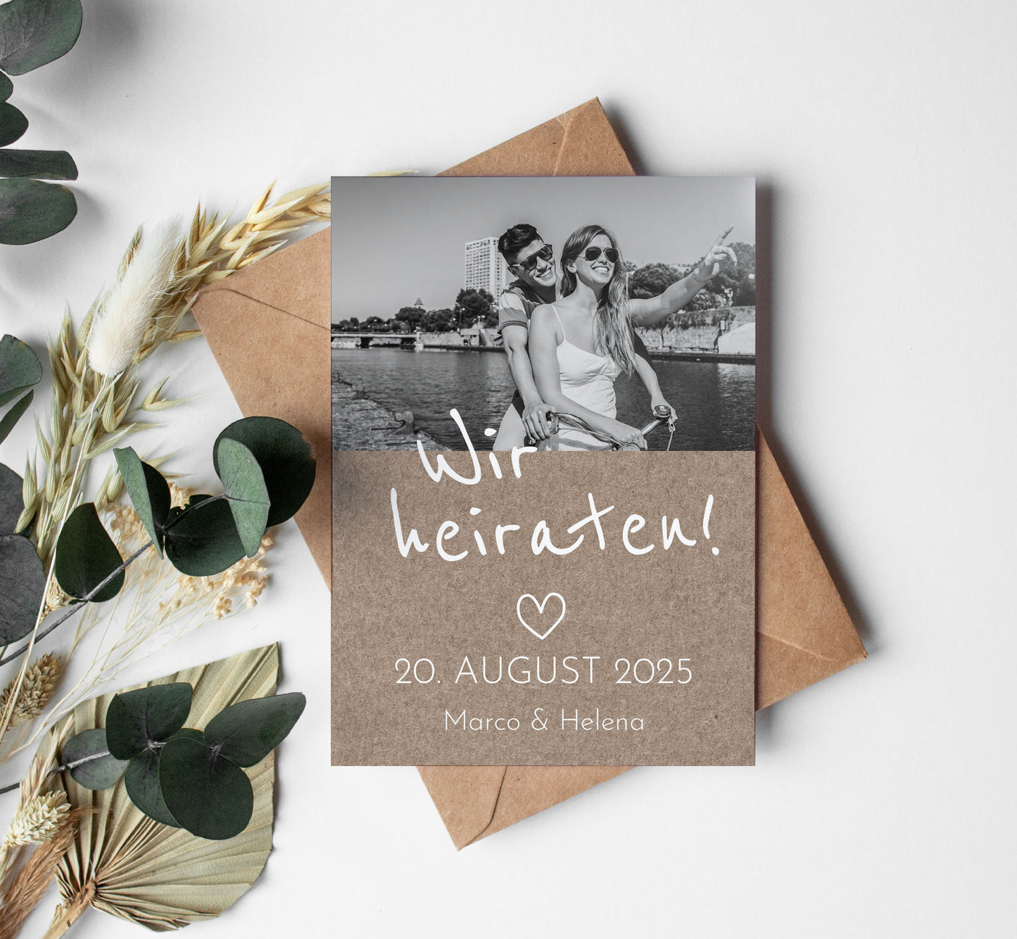 Einladung zur Hochzeit: Rustikal mit Foto