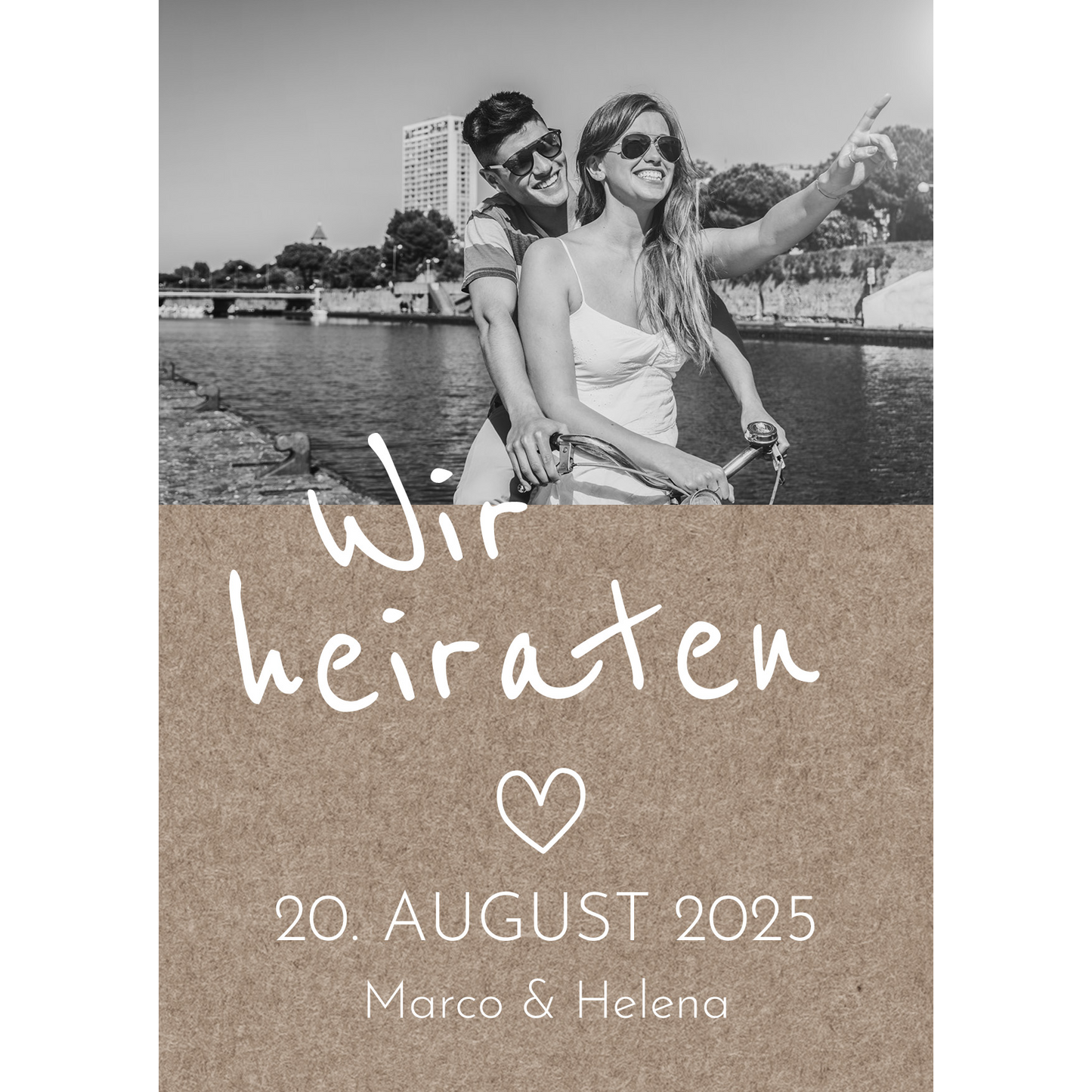 Einladung zur Hochzeit: Rustikal mit Foto
