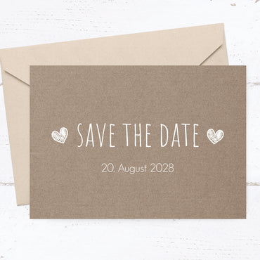 Save the Date Karten: Rustikal mit Herz - Individuelle Einladung