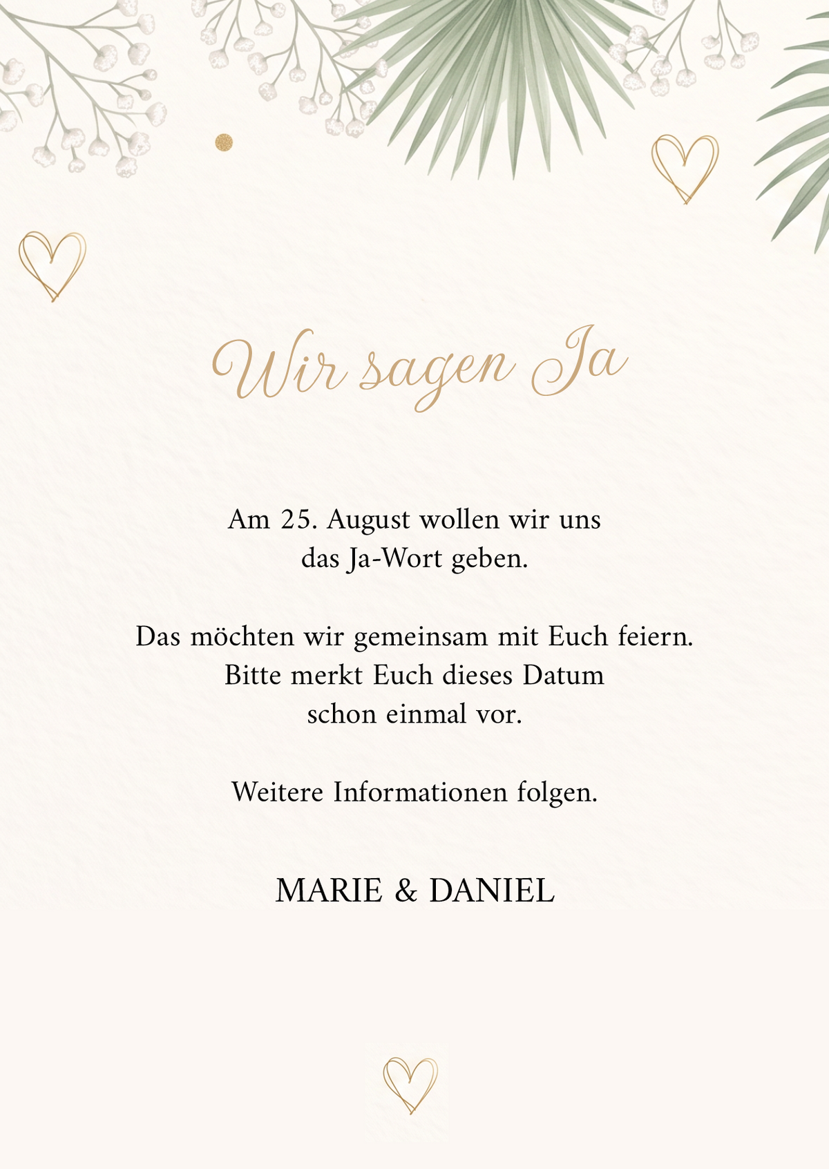 Save the Date Hochzeit „Botanical“ – Stilvolle Vorankündigung mit floraler Eleganz