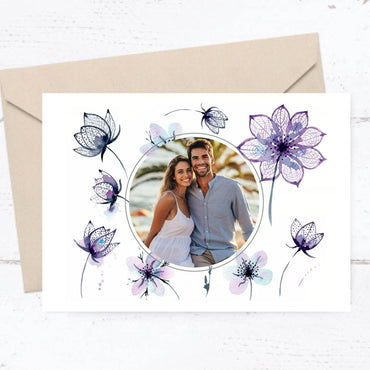 Save the Date Karten: Floral modern mit Foto