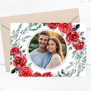 Save the Date Karten: Romantische Rosen mit Foto