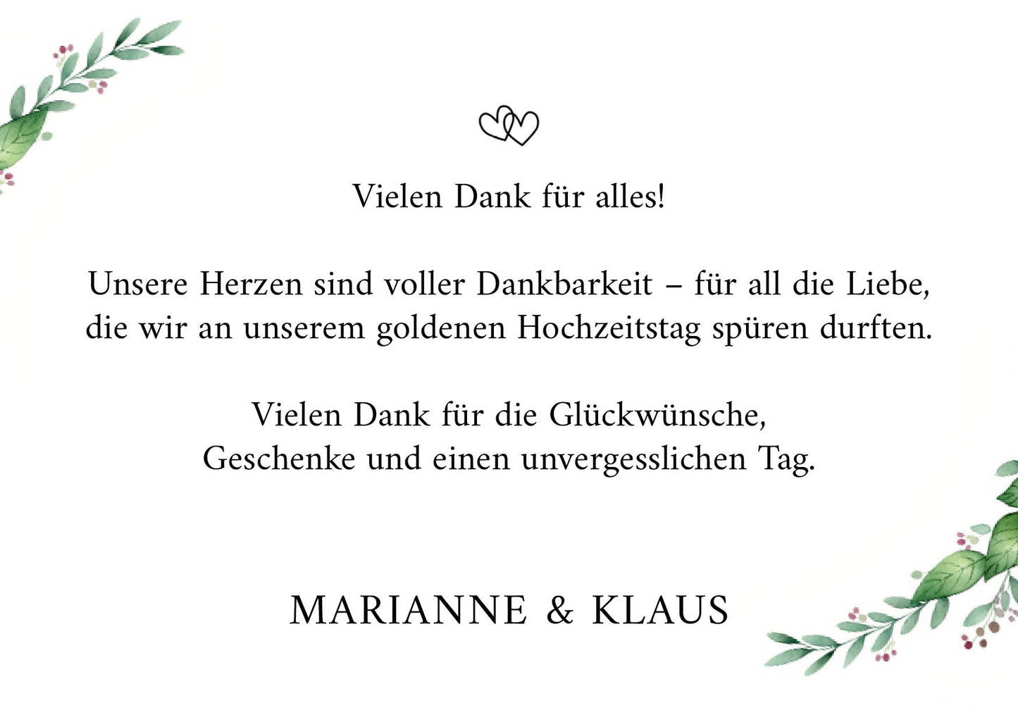 Danksagungskarte zur Goldenen Hochzeit: Zarte Blüten mit Foto