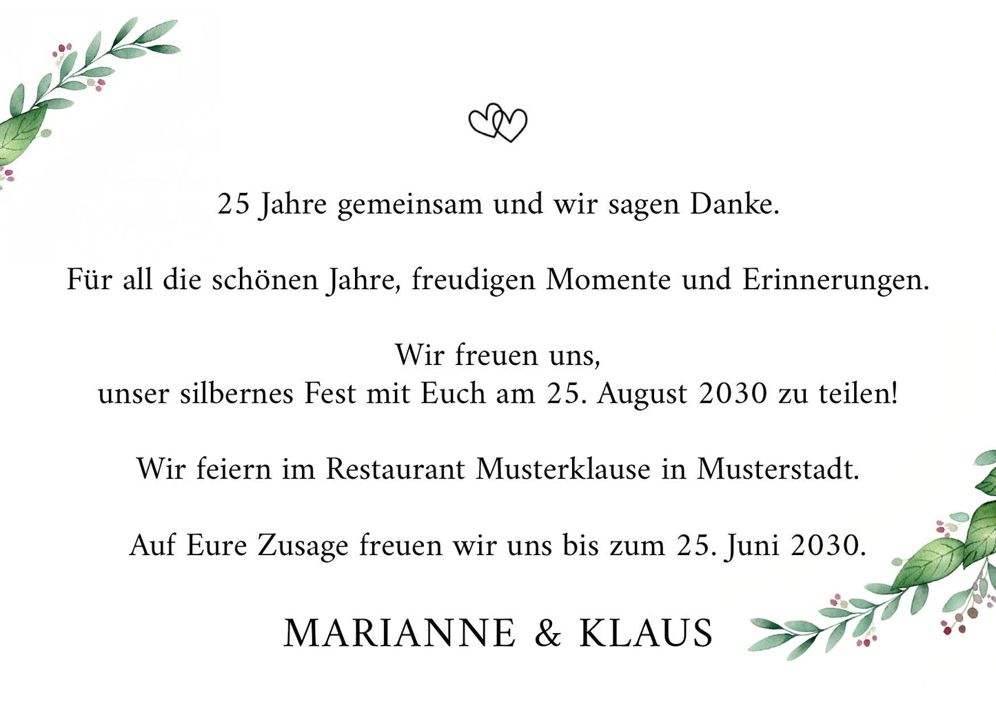 Einladung zur Silbernen Hochzeit: Zarte Blüten mit Foto
