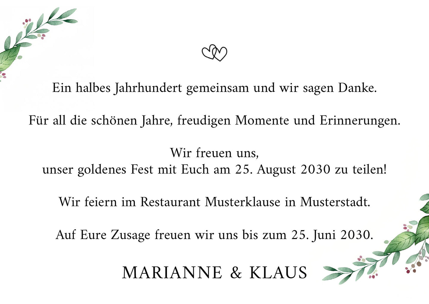 Einladung zur Goldenen Hochzeit: Zarte Blüten mit Foto