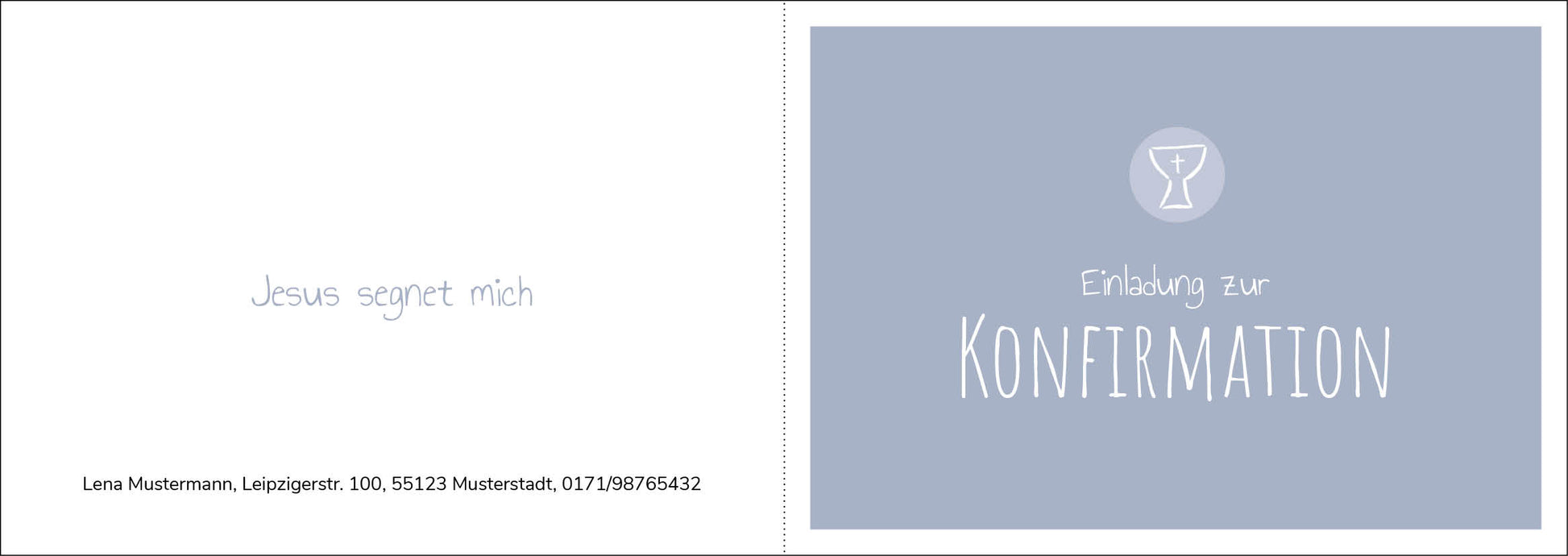 Einladung zur Konfirmation: Kelch blau Individuelle Einladung