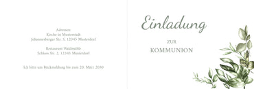 Einladung zur Kommunion: Greenery