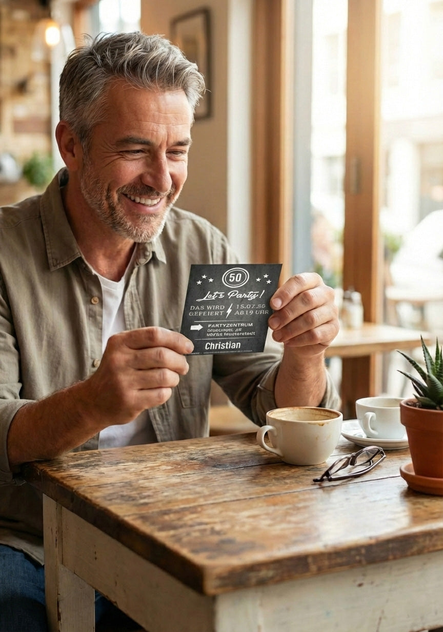 Einladung zum 50. Geburtstag: Let´s Party - Individuelle Einladung