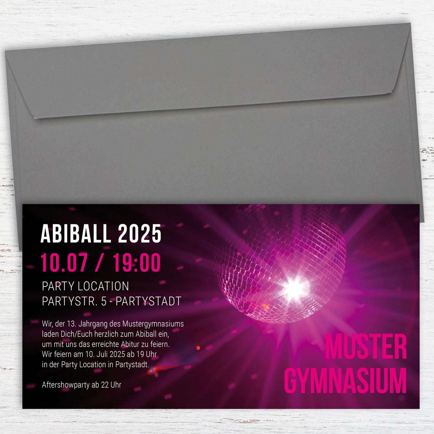 Einladung zum Abiball: Discokugel