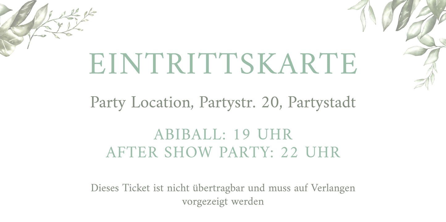 Einladung zum Abiball: Greenery