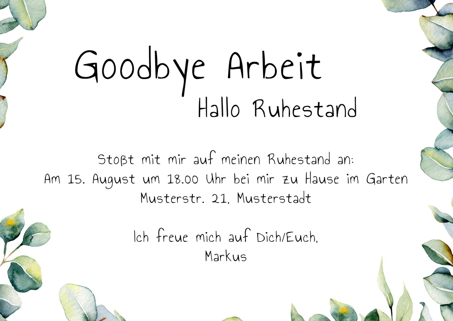 Ruhestand Einladung: Gartenchef - Goodbye Arbeit, hallo Ruhestand