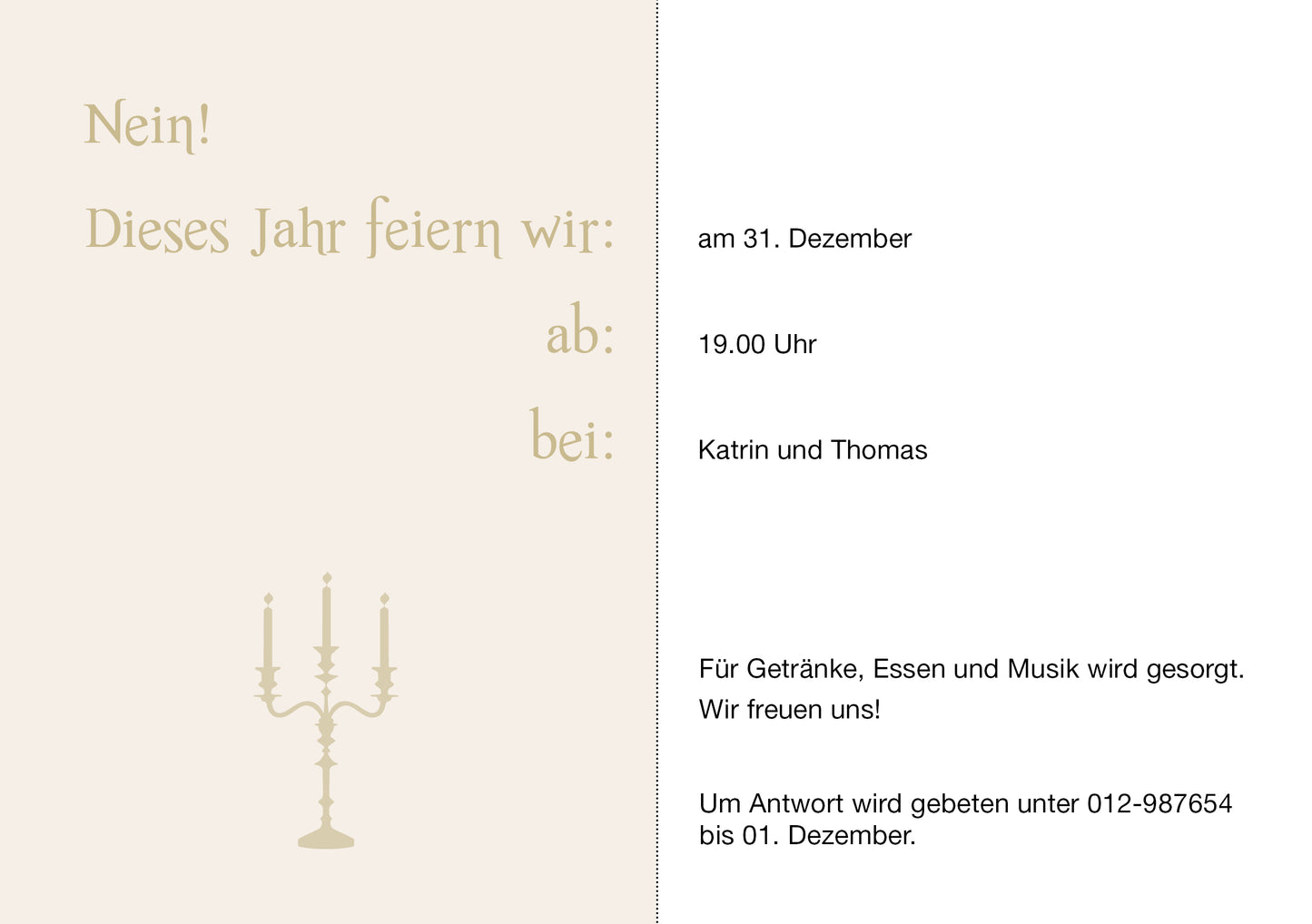 Einladung zur Silvesterfeier - Individuelle Einladung