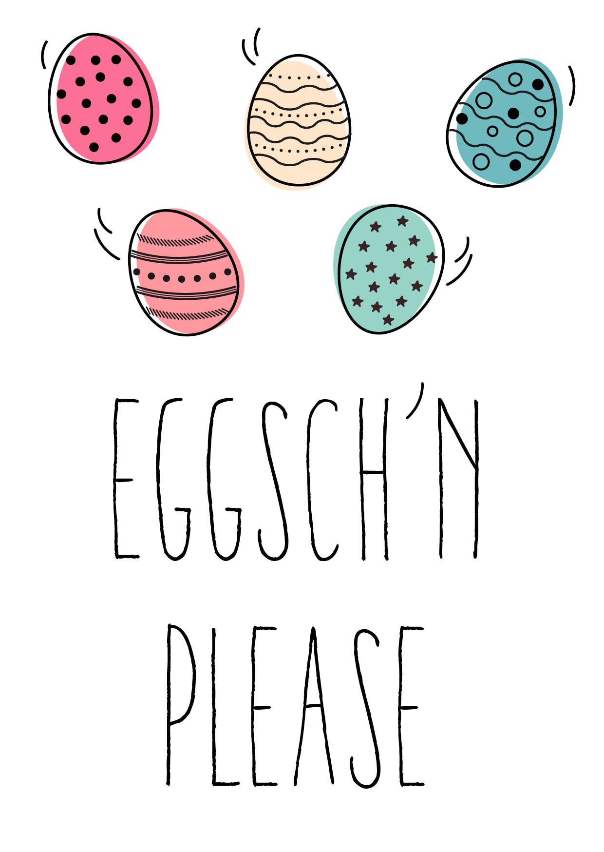 Oster Grußkarte: Eggsch´n please - bunte Eier