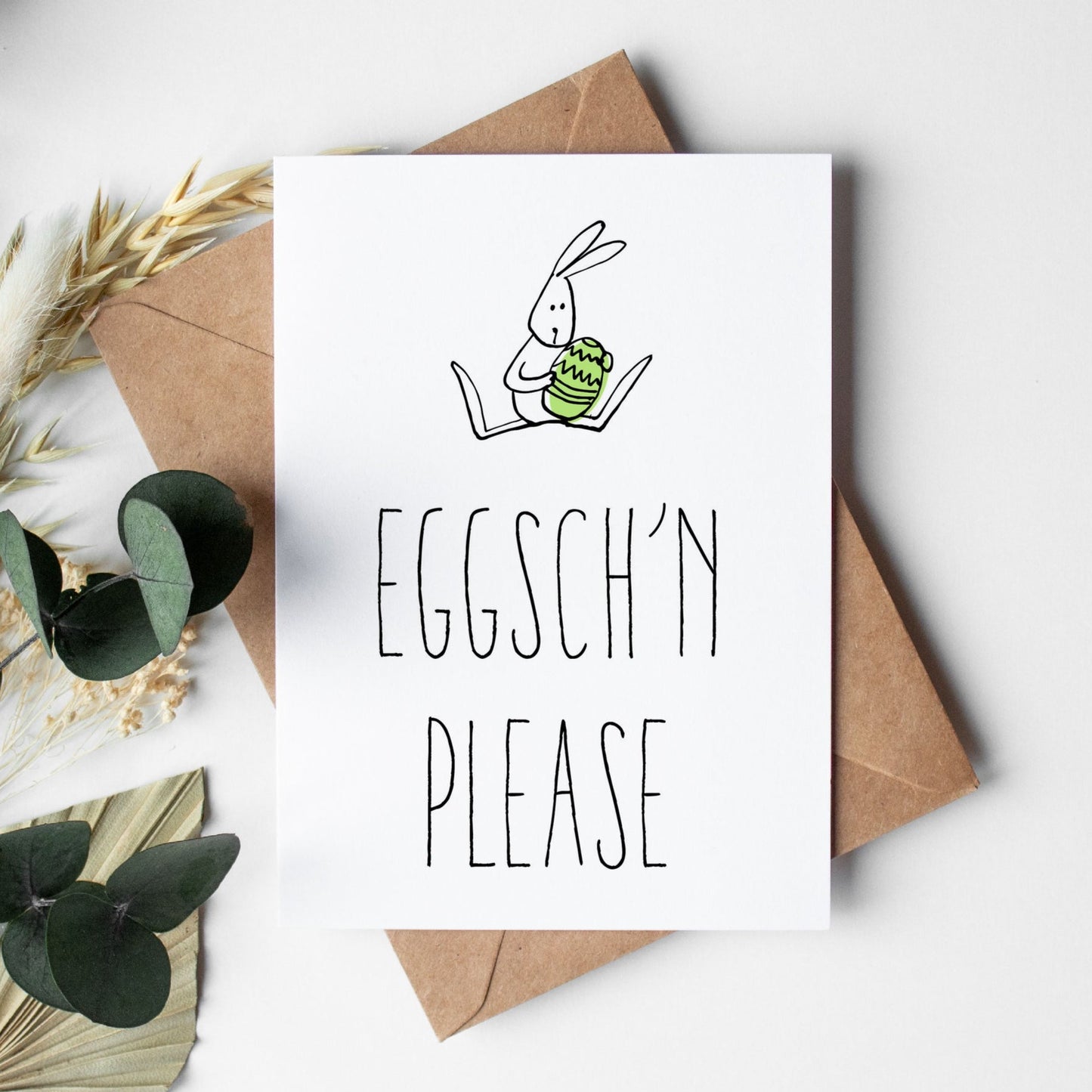 Oster Grußkarte: Eggsch´n please - Hase